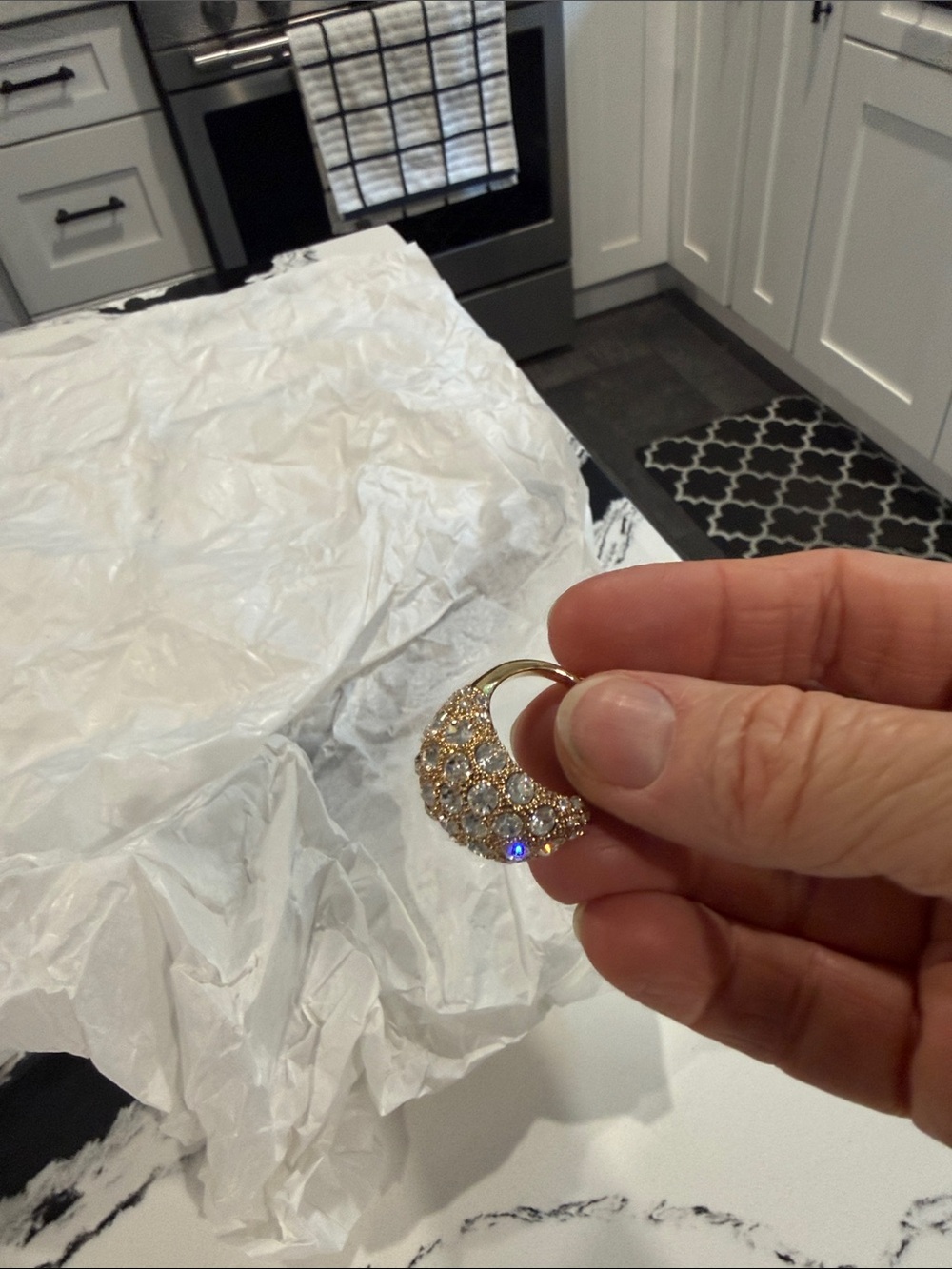 kate spade Gold Crystal Pavé Dome Ring